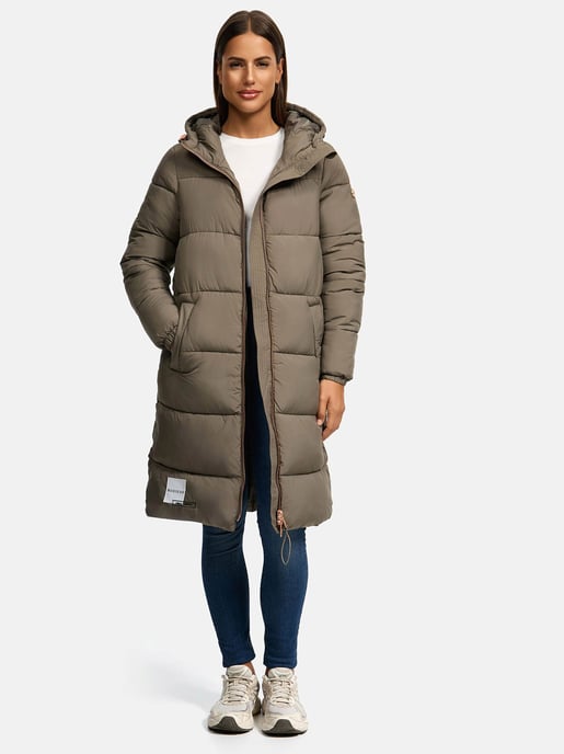 Marikoo lange Damen Steppjacke mit Kapuze & Kragen – Modell Nomadiaa - Image 6