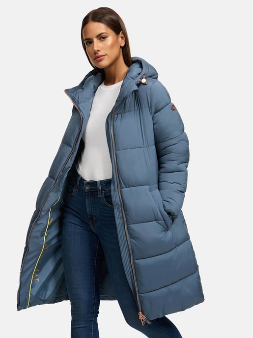 Marikoo lange Damen Steppjacke mit Kapuze & Kragen – Modell Nomadiaa - Image 6