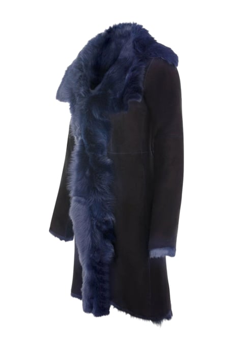 Damen-Trenchcoat aus marineblauem toskanischem Schafveloursleder – Celeste - Image 4