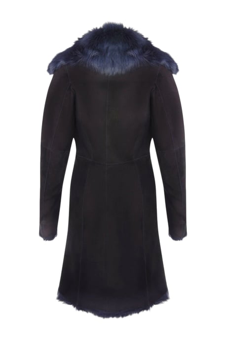 Damen-Trenchcoat aus marineblauem toskanischem Schafveloursleder – Celeste - Image 5