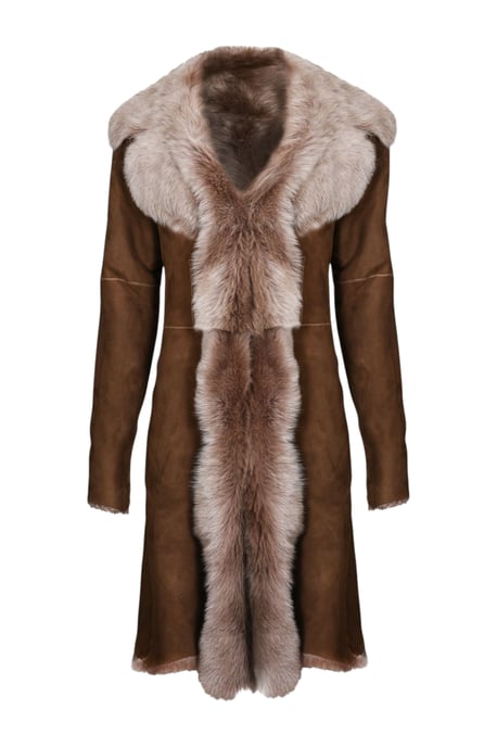 Damen Trenchcoat aus toskanischem Schafveloursleder, Modell Beaver Tan Toscana - Celeste - Image 2