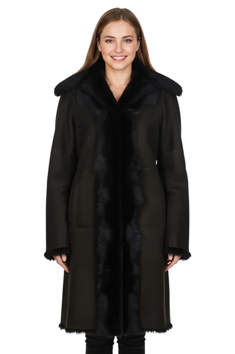 Brauner Damen-Trenchcoat aus toskanischem Schafveloursleder – Celeste - Image 1
