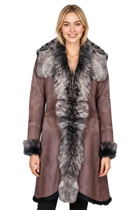 Damen-Trenchcoat aus braun-goldenem toskanischem Schafveloursleder – Celeste - Image 1
