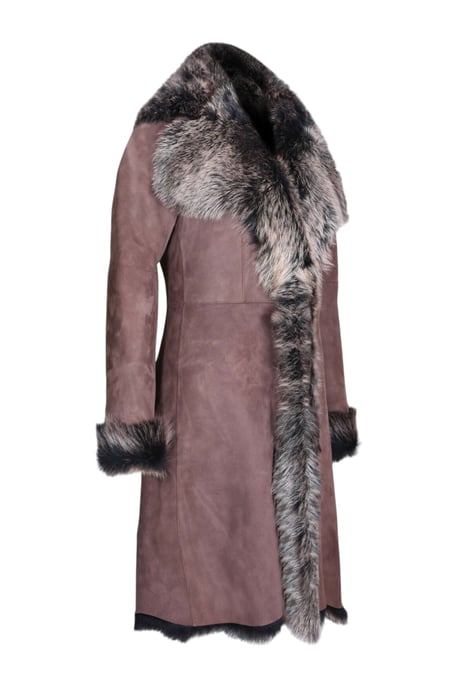 Damen-Trenchcoat aus braun-goldenem toskanischem Schafveloursleder – Celeste - Image 4