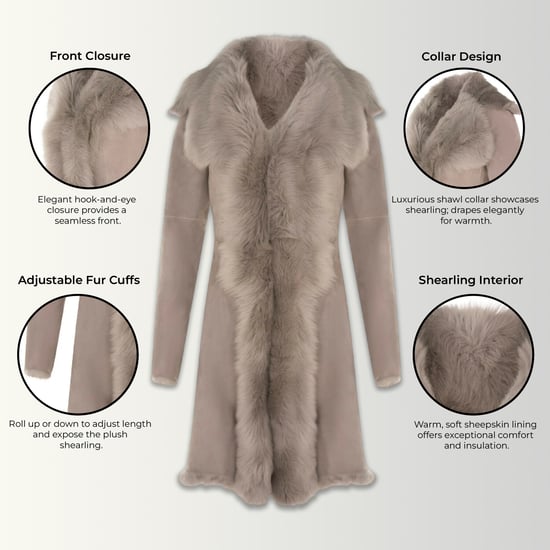 Damen-Trenchcoat aus hellgrauem toskanischem Schafveloursleder – Celeste - Image 3