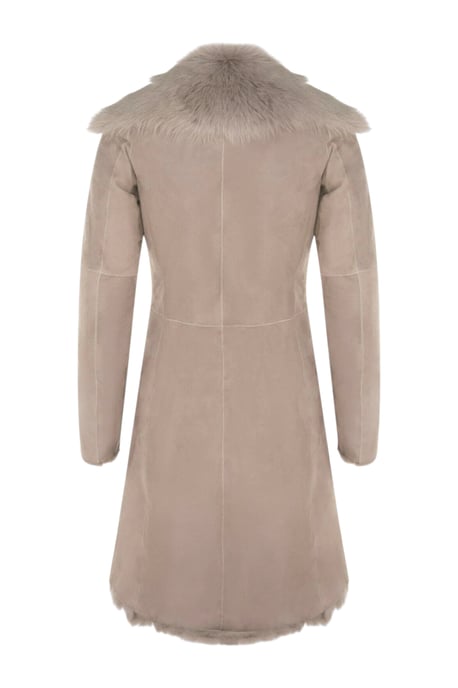 Damen-Trenchcoat aus hellgrauem toskanischem Schafveloursleder – Celeste - Image 5