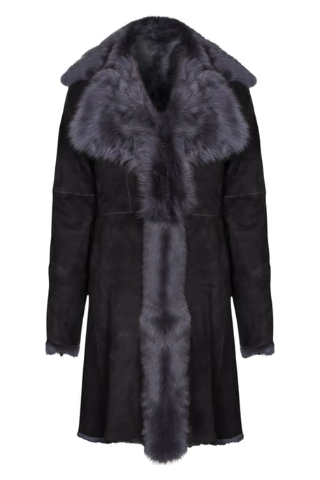 Grauer Damen-Trenchcoat aus toskanischem Schafveloursleder – Celeste - Image 2