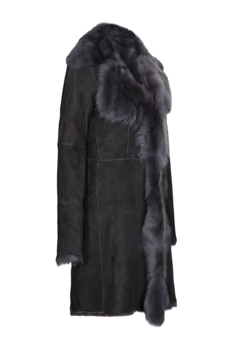 Grauer Damen-Trenchcoat aus toskanischem Schafveloursleder – Celeste - Image 4