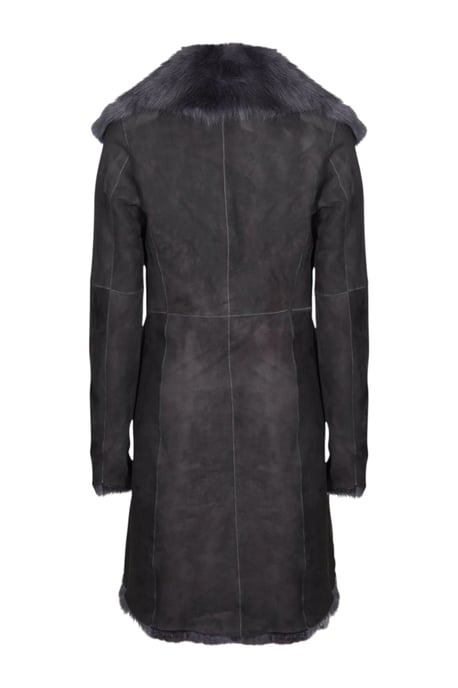 Grauer Damen-Trenchcoat aus toskanischem Schafveloursleder – Celeste - Image 5