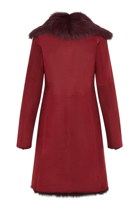Damen-Trenchcoat aus burgunderrotem toskanischem Schafveloursleder – Celeste - Image 5