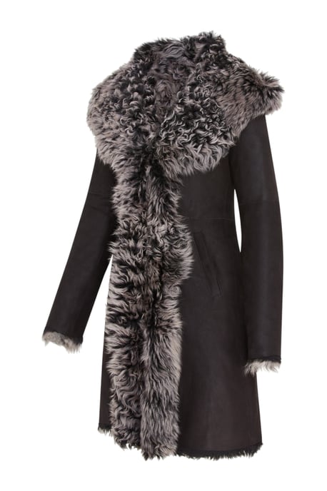 Schwarzer Damen-Trenchcoat mit Kapuze aus echtem Schafleder, Modell Toscana - Verona - Image 4
