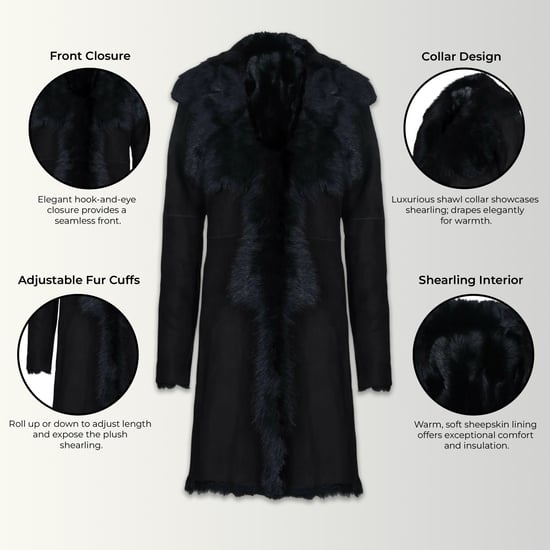 Schwarzer Damen-Trenchcoat aus toskanischem Schafveloursleder – Celeste - Image 3