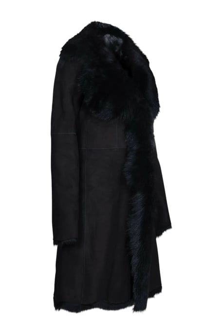 Schwarzer Damen-Trenchcoat aus toskanischem Schafveloursleder – Celeste - Image 4
