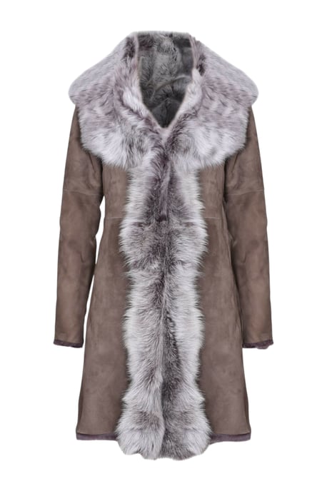 Damen-Trenchcoat aus taupefarbenem Toscana-Schafsveloursleder – Celeste - Image 2