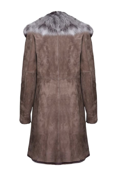 Damen-Trenchcoat aus taupefarbenem Toscana-Schafsveloursleder – Celeste - Image 5