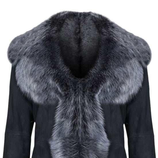 Schwarzer und silberner Trenchcoat aus toskanischem Schafveloursleder – Celeste - Image 6