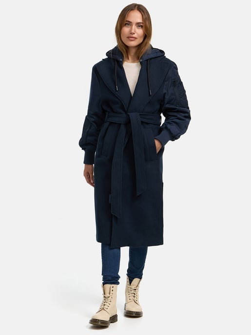 Marikoo Damen Wickelmantel mit Kapuze & Gürtel – Modell Tjadee - Image 6