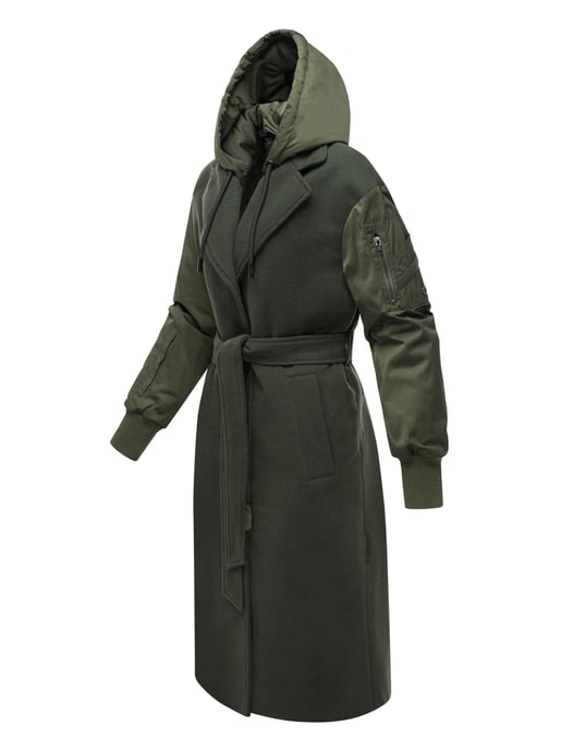 Marikoo Damen Wickelmantel mit Kapuze & Gürtel – Modell Tjadee - Image 2