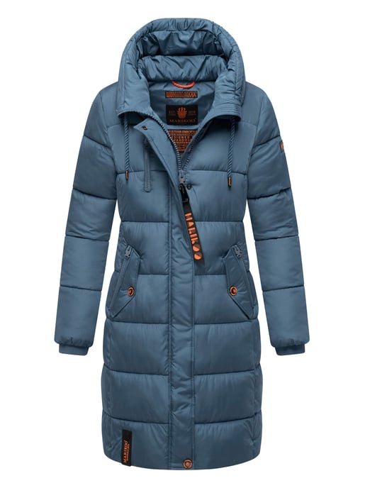Marikoo Damen Winterjacke – Lange Steppjacke mit Kapuze & vielen Taschen - Image 1