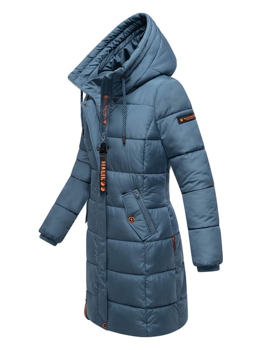 Marikoo Damen Winterjacke – Lange Steppjacke mit Kapuze & vielen Taschen - Image 3