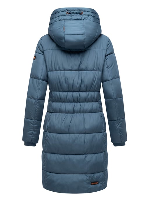 Marikoo Damen Winterjacke – Lange Steppjacke mit Kapuze & vielen Taschen - Image 4