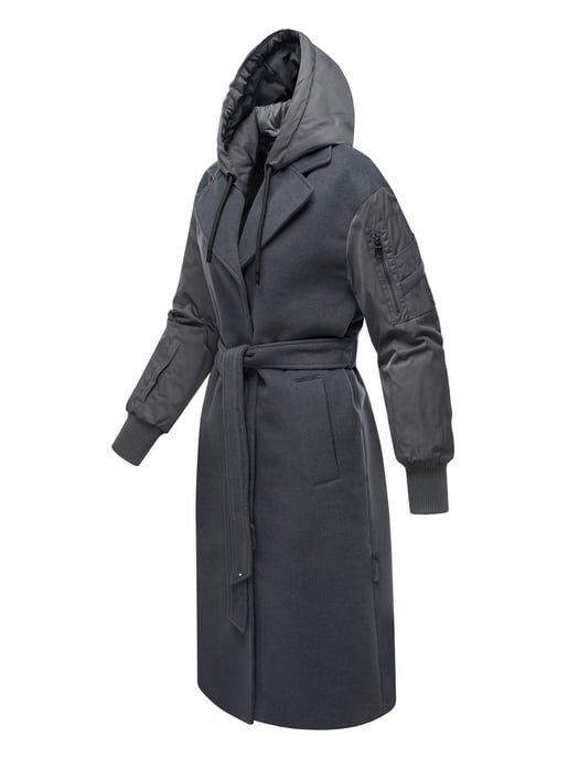 Marikoo Damen Wickelmantel mit Kapuze & Gürtel – Modell Tjadee - Image 2
