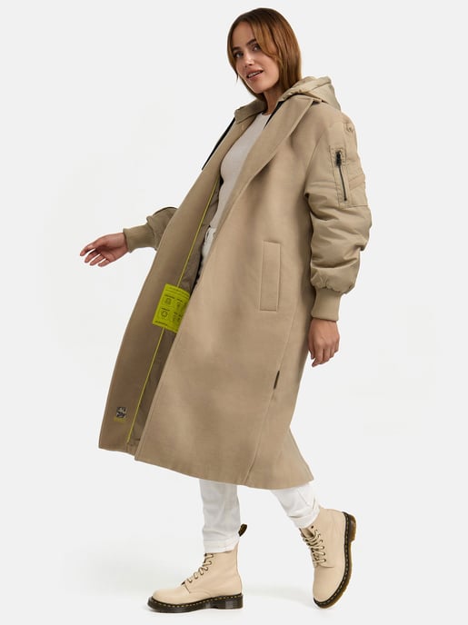 Marikoo Damen Wickelmantel mit Kapuze & Gürtel – Modell Tjadee - Image 6