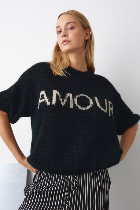 Amour Strick in Schwarz & Cremeweiß - Image 3