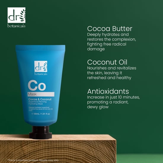 Dr Botanicals Kakaobohne & Kokosnuss Superfood Wiederbelebende Feuchtigkeitsmaske 30ml - Image 6
