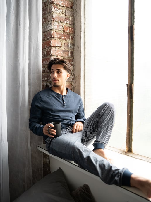Phil & Co. Berlin Herren Pyjama Henley Schlafanzug, Pyjama Set, - Image 2
