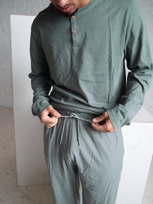 Phil & Co. Berlin Herren Pyjama Henley Schlafanzug, Pyjama Set, - Image 5