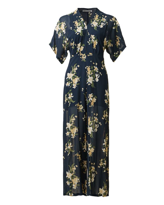 Jumpsuit mit tiefem Ausschnitt und Blumendruck - Image 3