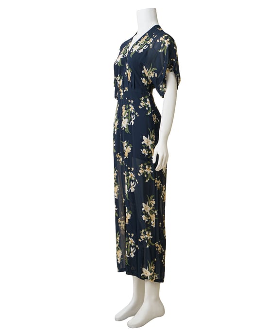 Jumpsuit mit tiefem Ausschnitt und Blumendruck - Image 4