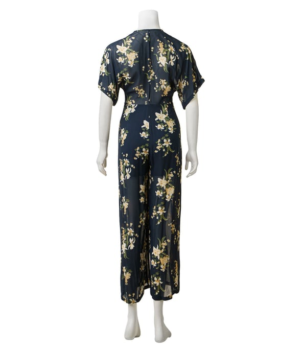 Jumpsuit mit tiefem Ausschnitt und Blumendruck - Image 6
