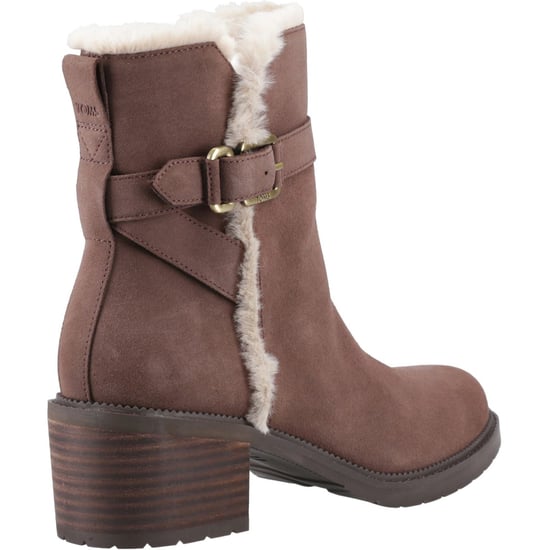 TOMS Hailey Schnallenleder Damen Stiefel in Eichenbraun mit Absatz - Image 2