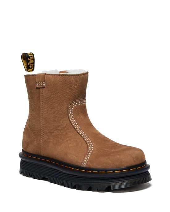 Dr. Martens Zebzag Rigger Nubuck Damen Braune Stiefel - Image 1