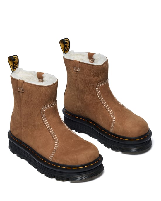 Dr. Martens Zebzag Rigger Nubuck Damen Braune Stiefel - Image 4