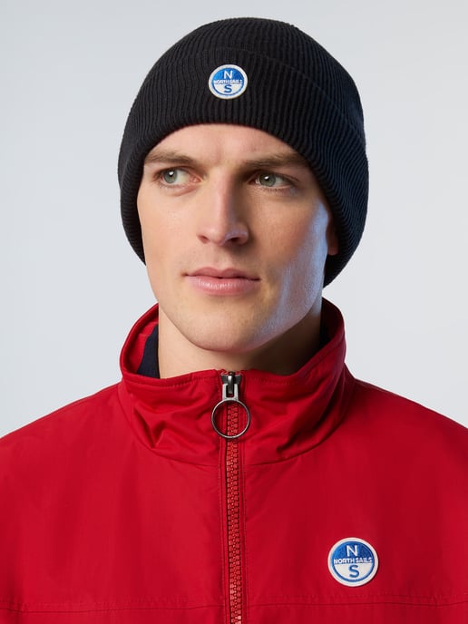 North Sails Beanie Micro-Rib-Strick mit Logo-Patch - Image 1