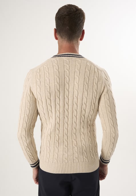 Pullover Basic-Pullover Mit V-Ausschnitt Und Zopfmuster - Image 4