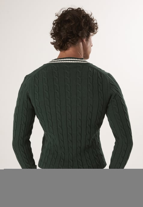 Pullover Basic-Pullover Mit V-Ausschnitt Und Zopfmuster - Image 4