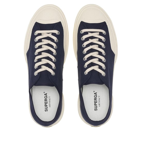 Superga - Herren/Damen Unisex Sneaker "2432 Works", Segeltuch (Marine/Naturweiß) - Image 3