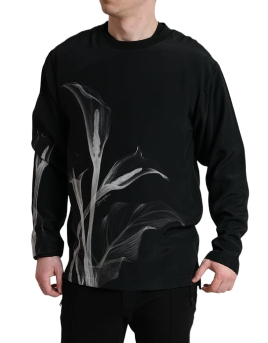 Calla-Lilie-Print Sweatshirt mit langen Ärmel und Rundhalsausschnitt - Image 1