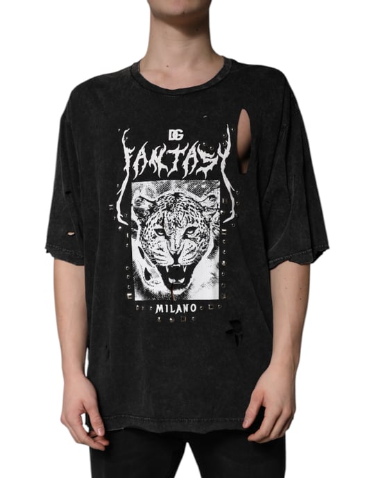 Leopard Grafik T-Shirt Abgetragen - Image 2