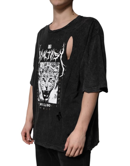 Leopard Grafik T-Shirt Abgetragen - Image 3