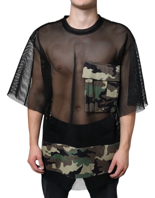 Netzpaneel T-Shirt mit Camouflage-Druck - Image 1