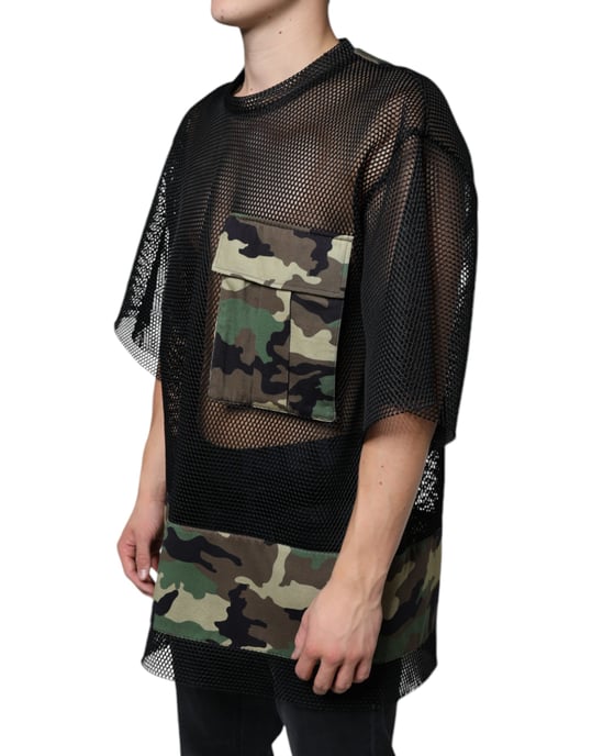 Netzpaneel T-Shirt mit Camouflage-Druck - Image 3