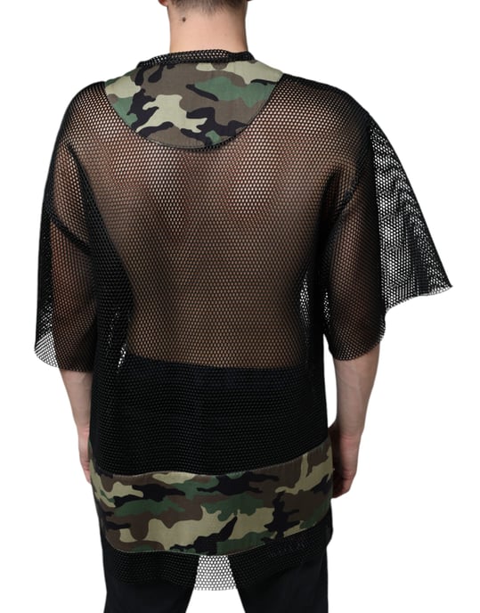 Netzpaneel T-Shirt mit Camouflage-Druck - Image 4