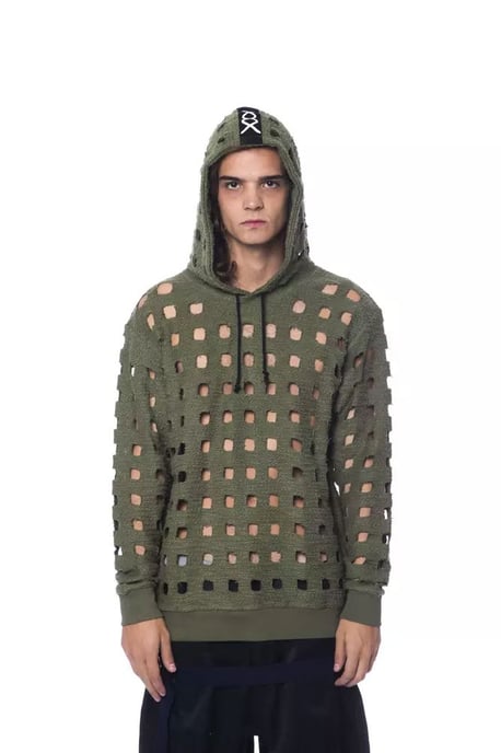 Ausschnitt Strick-Hoodie Militärgrün - Image 4