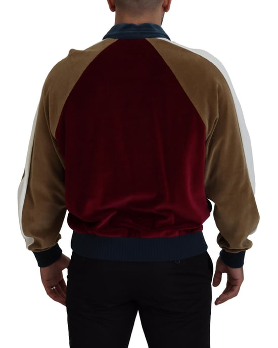 Velours Sweatshirt mit Colorblock und Polokragen - Image 3