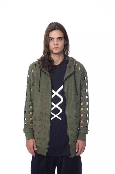 Ausschnitt Strickpullover Hoodie Modell Olivgrün - Image 4